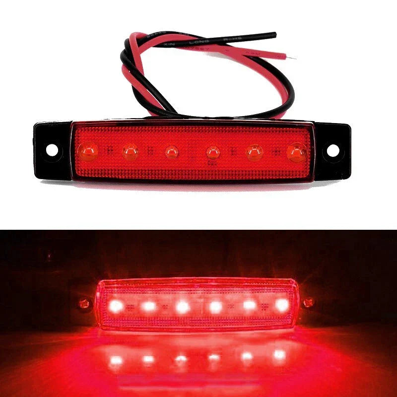 2 x 6LED Red Sealed Turn Brake Stop Tail Light Lamp for Truck Trailer RV Boat