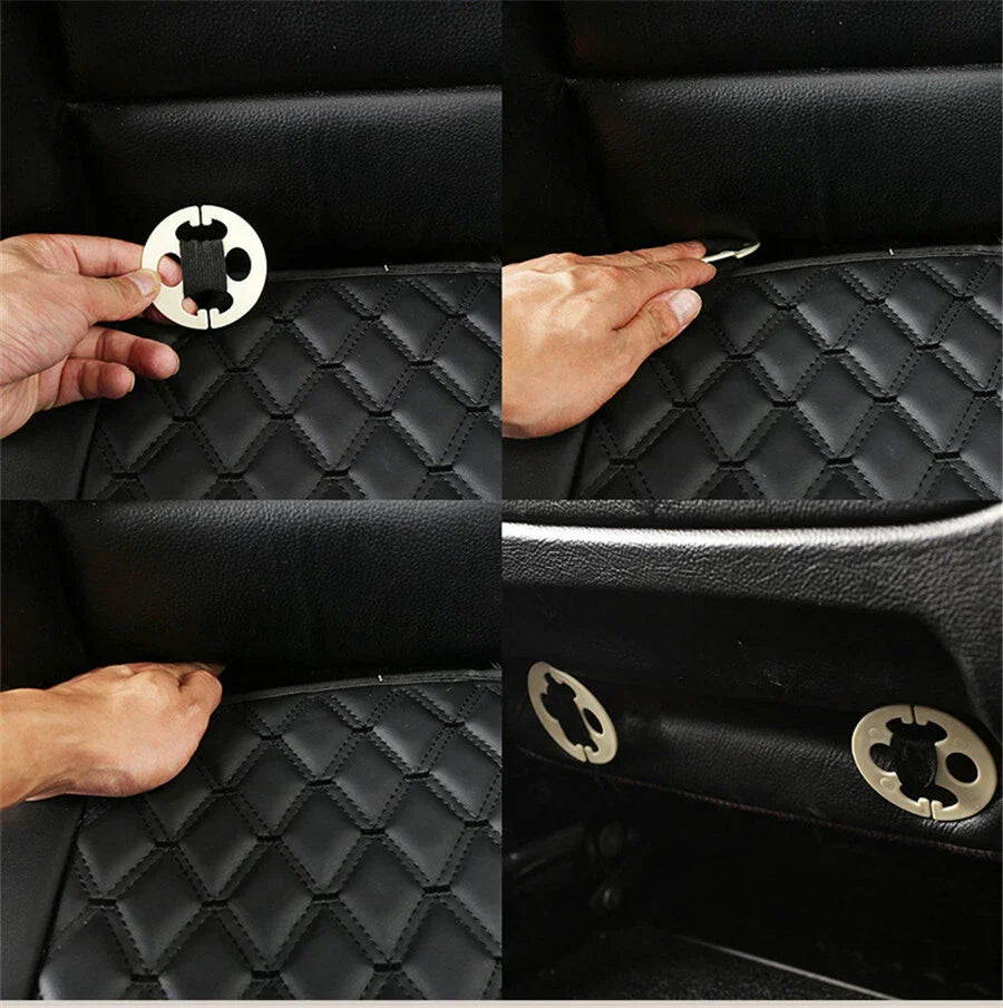 Black PU Leather Front Seat Bottom Cover Pad for Universal Cars