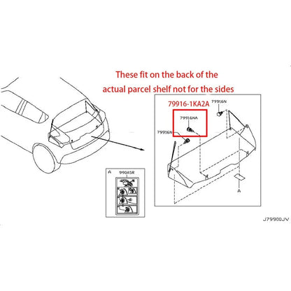 2 x Parcel Shelf Clips