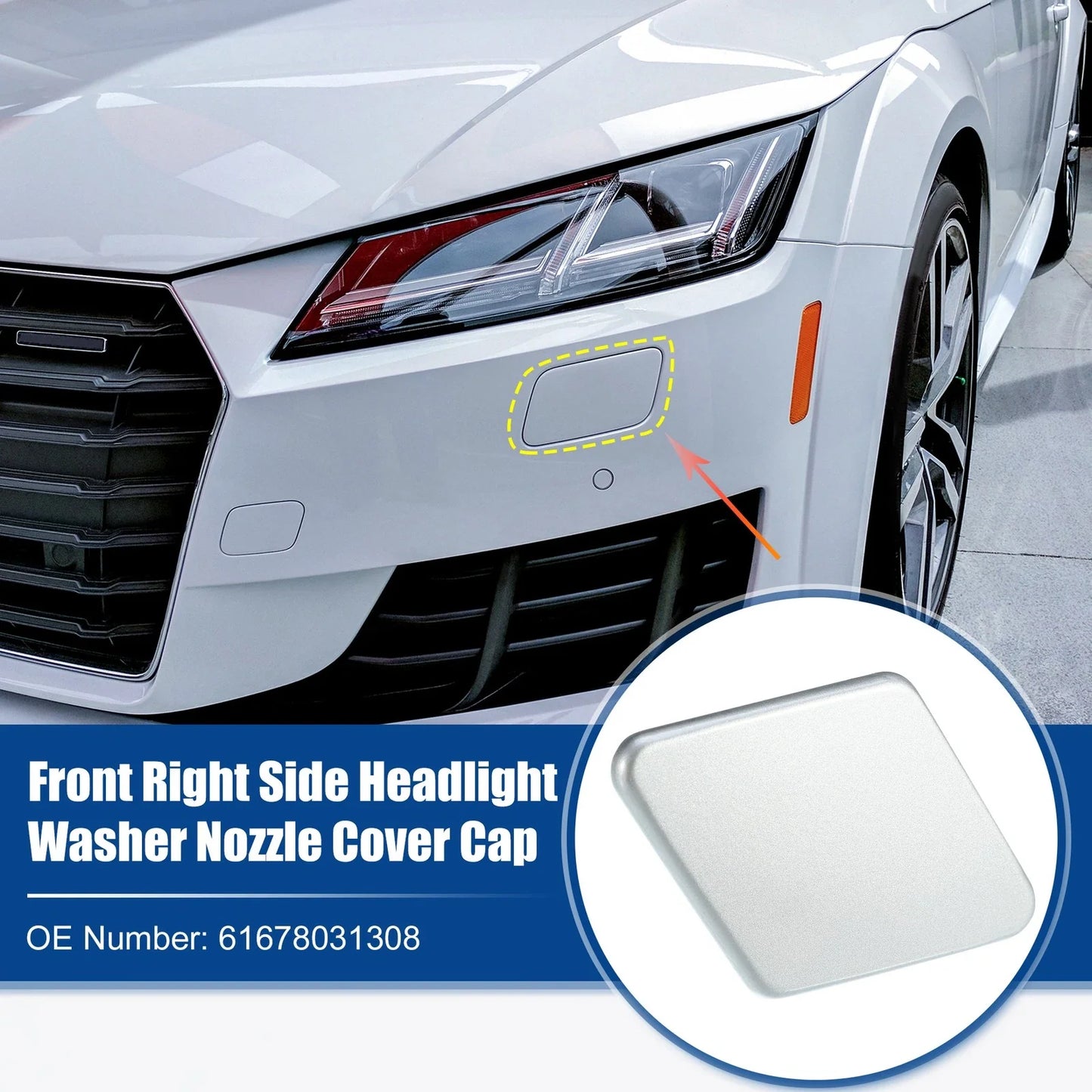 Right Front Headlight Washer Nozzle Cover for BMW Silver Tone