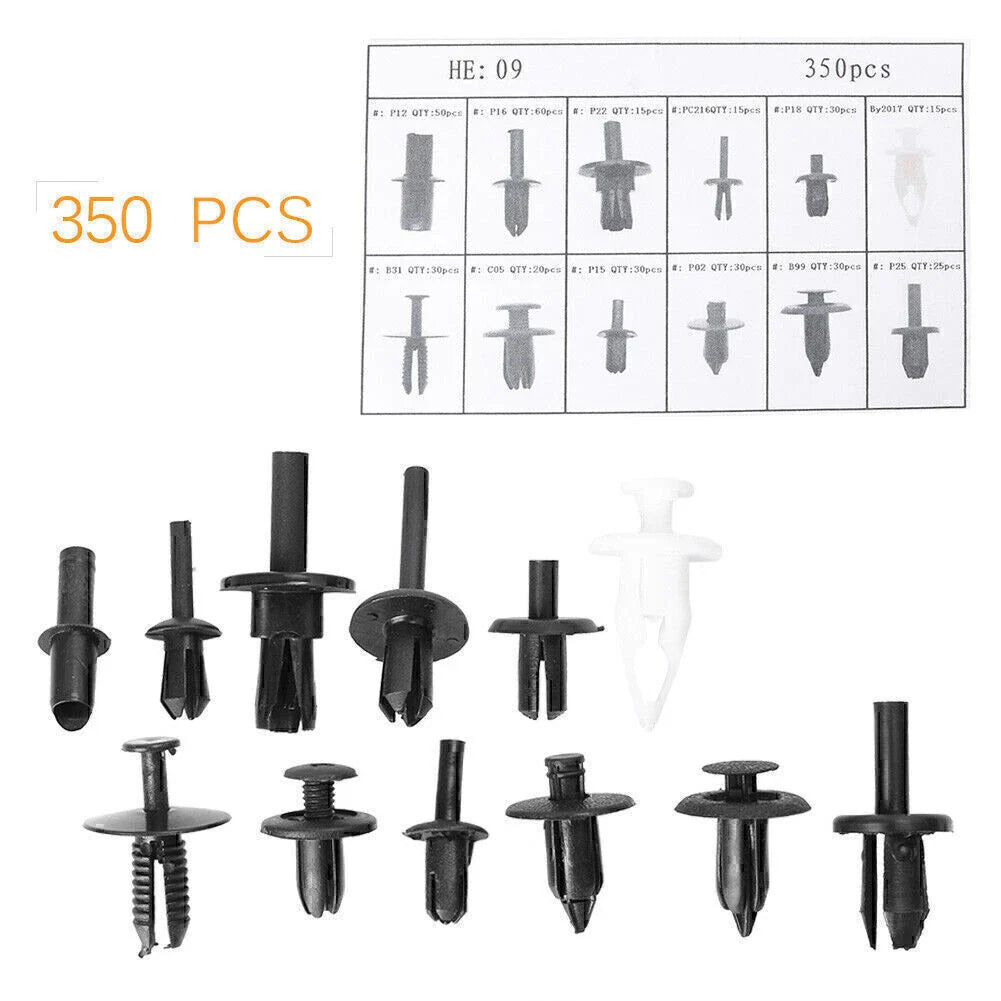 350 x Car Plastic Rivets Fasteners Trim Clips