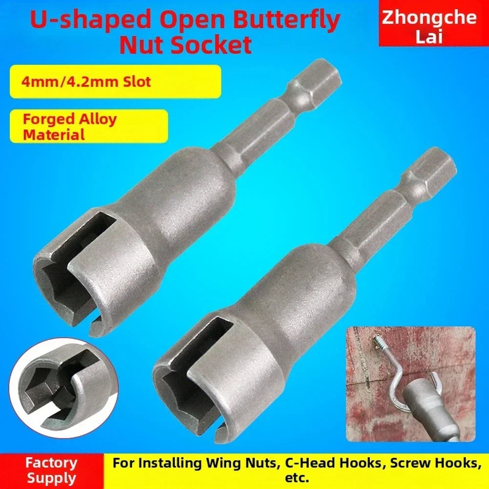 Alloy Forged Slotted Butterfly Nut Socket Wrench 14 Hex Drive for Car