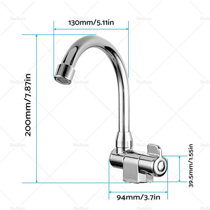 Single Cold Water Faucet Tap 360° Rotation 1/2in for RV Motorhome