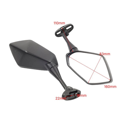 Black Rear View Side Mirrors for Honda CBR600RR (2003-2025)