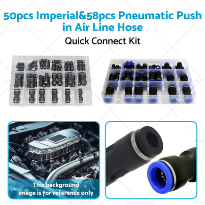 50pcs Quick Connect Pneumatic Push-in Air Line Hose Joiners
