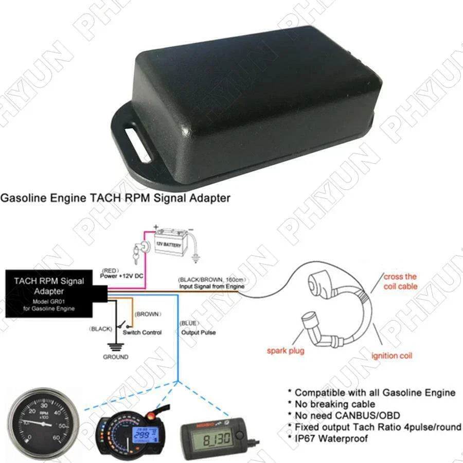 Gasoline Engine Tach Adapter RPM Signal Sensor for Vehicle Truck Boat ATV