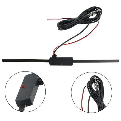 Antenna Signal Booster W/ 7-ft Cables for Windshield AM/FM Radio
