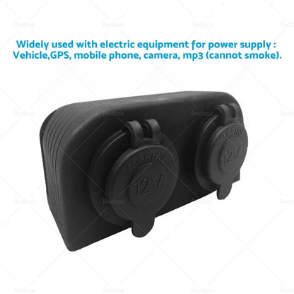 12V-24V Dual Power Socket for Boat Caravan RV - Black
