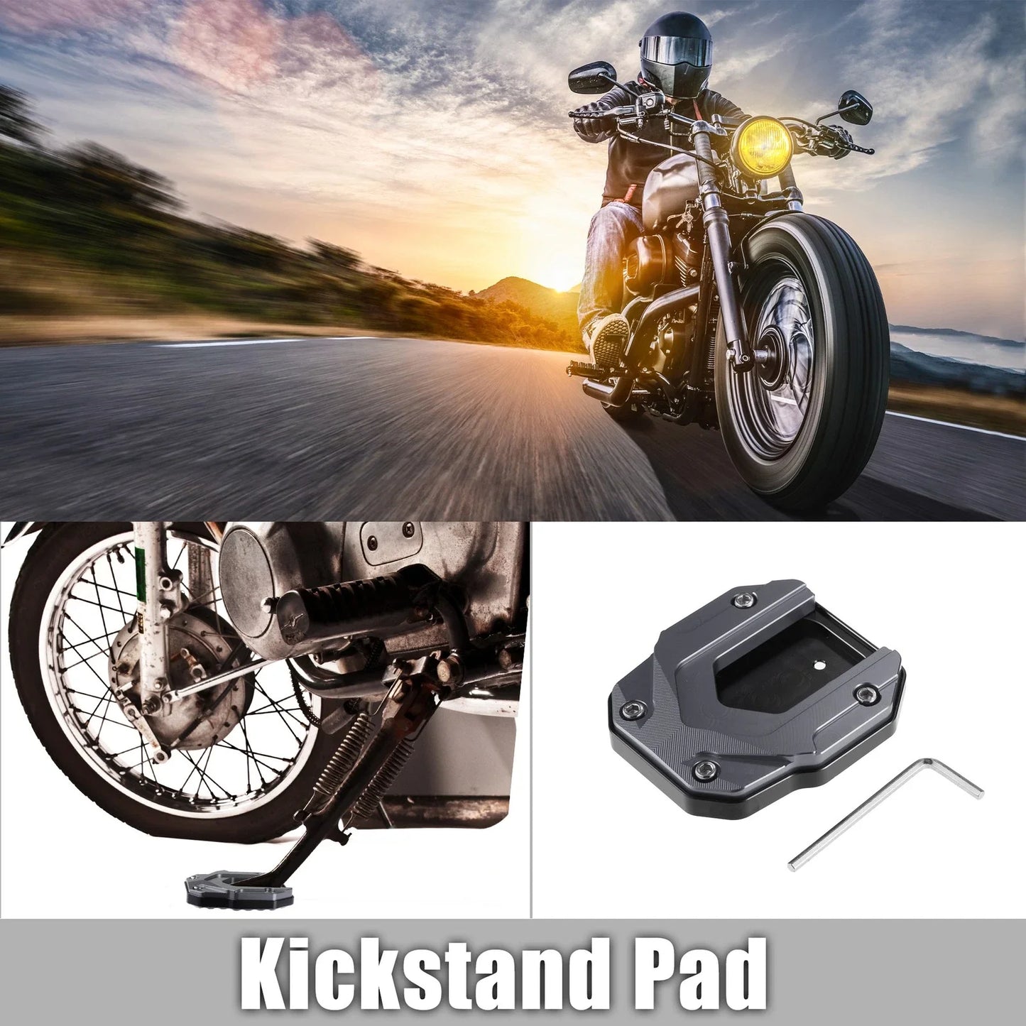 Aluminum Alloy Motorcycle Kickstand Plate Pad with Wrench for BMW