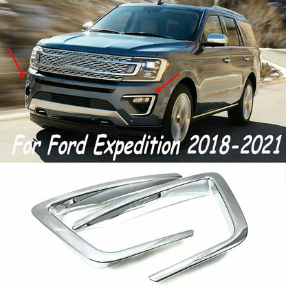 Chrome Front Fog Light Lamp Covers for Ford Expedition (2018-2021)