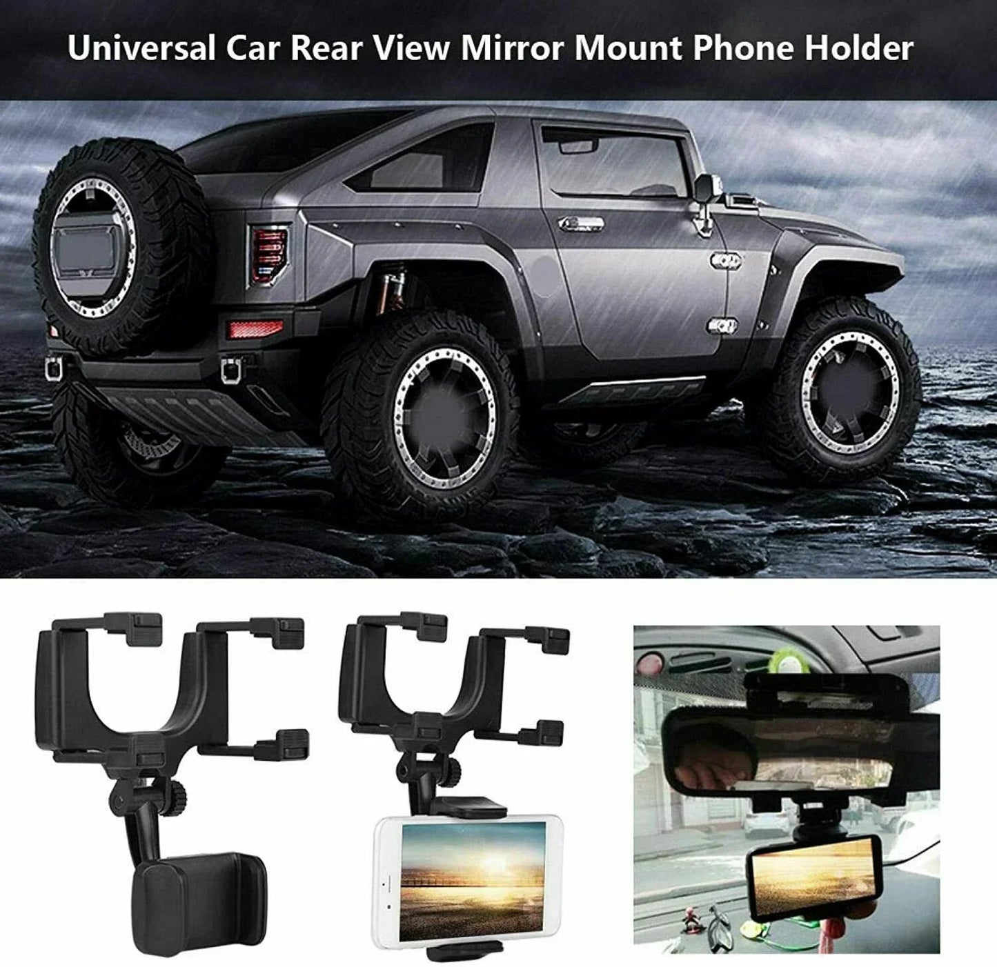 360° Rotation Rear View Mirror Smartphone Holder for Car