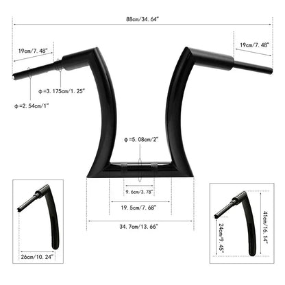 16in Rise 2in Hanger Handlebar for Harley Softail Sportster XL883 1200