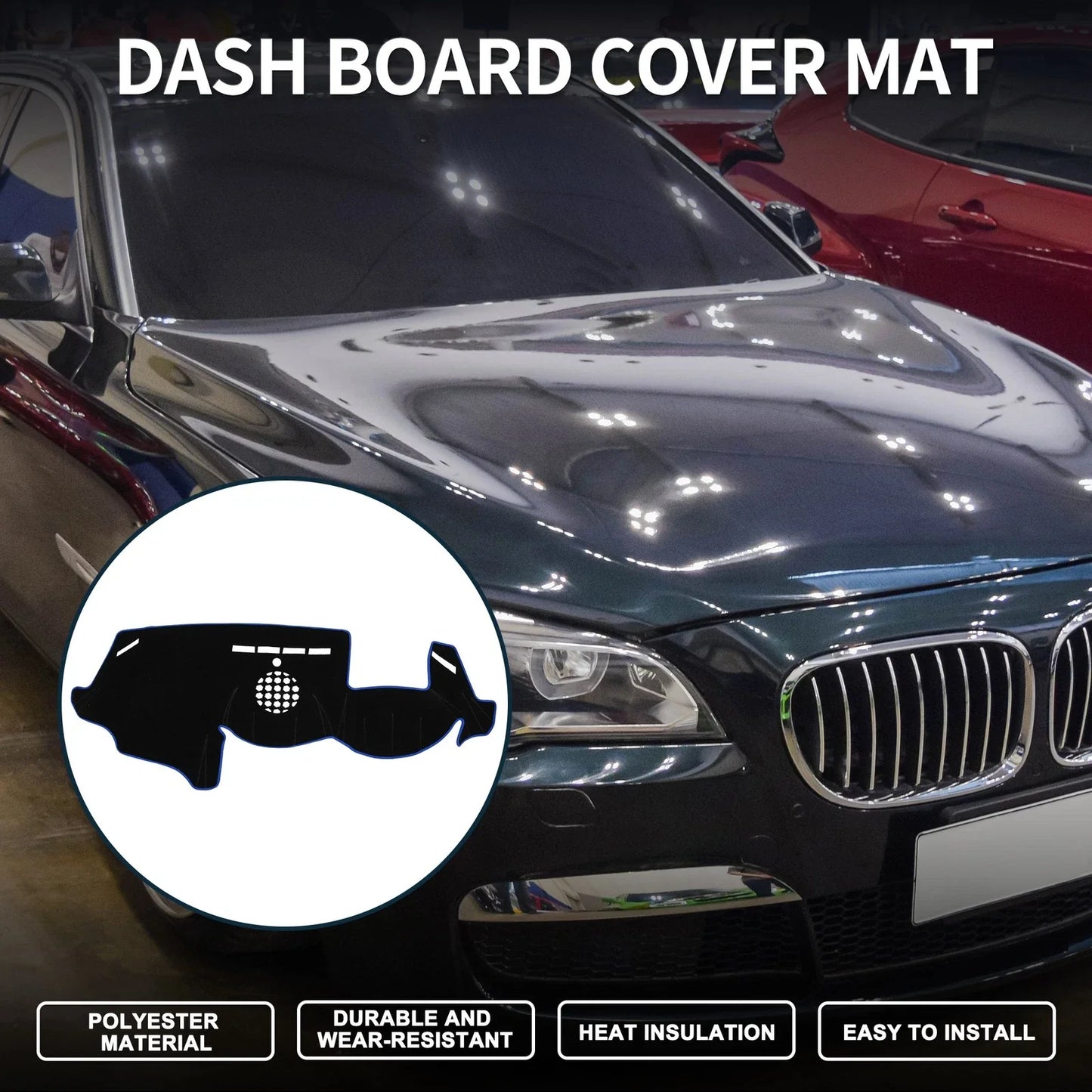 Dash Cover Mat for BMW 6 Series (2003-2010) Sun Protector Pad Black Blue