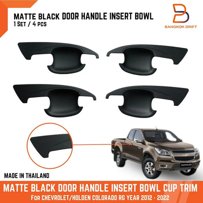 Matte Black Door Handle Insert Bowl Trim for Holden Colorado Ute (2012-2022)