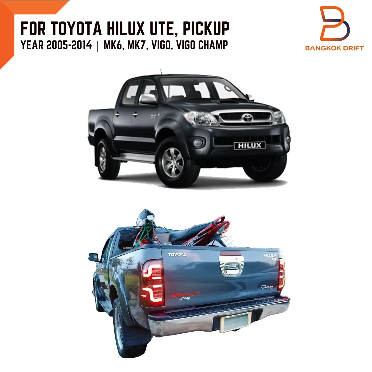 LED Smoke Black Tail Light for Toyota Hilux Ute Vigo (2005-2014)