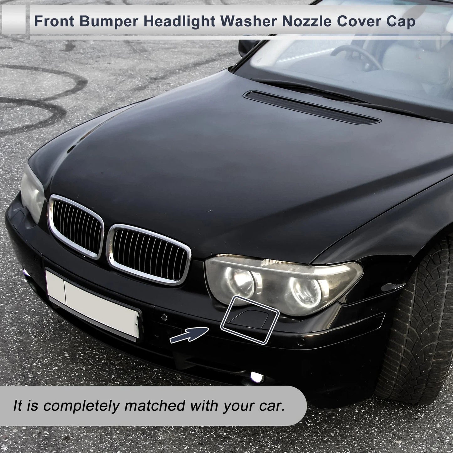 Headlight Washer Nozzle Cover Cap, Front Right Side Bumper for BMW 750i
