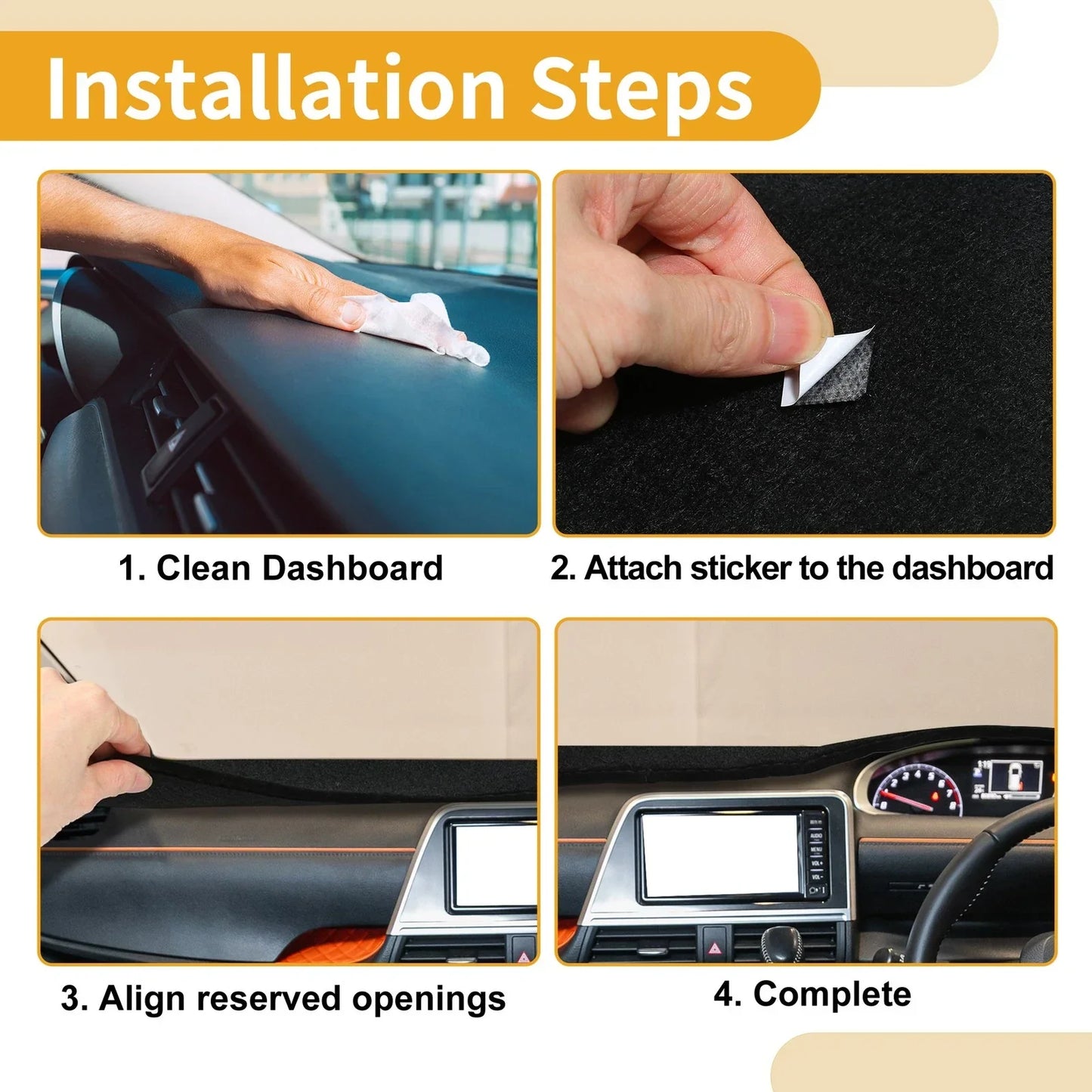 Dashboard Cover for Honda Accord 2003-2007 Black Anti-Slip 1 x Piece
