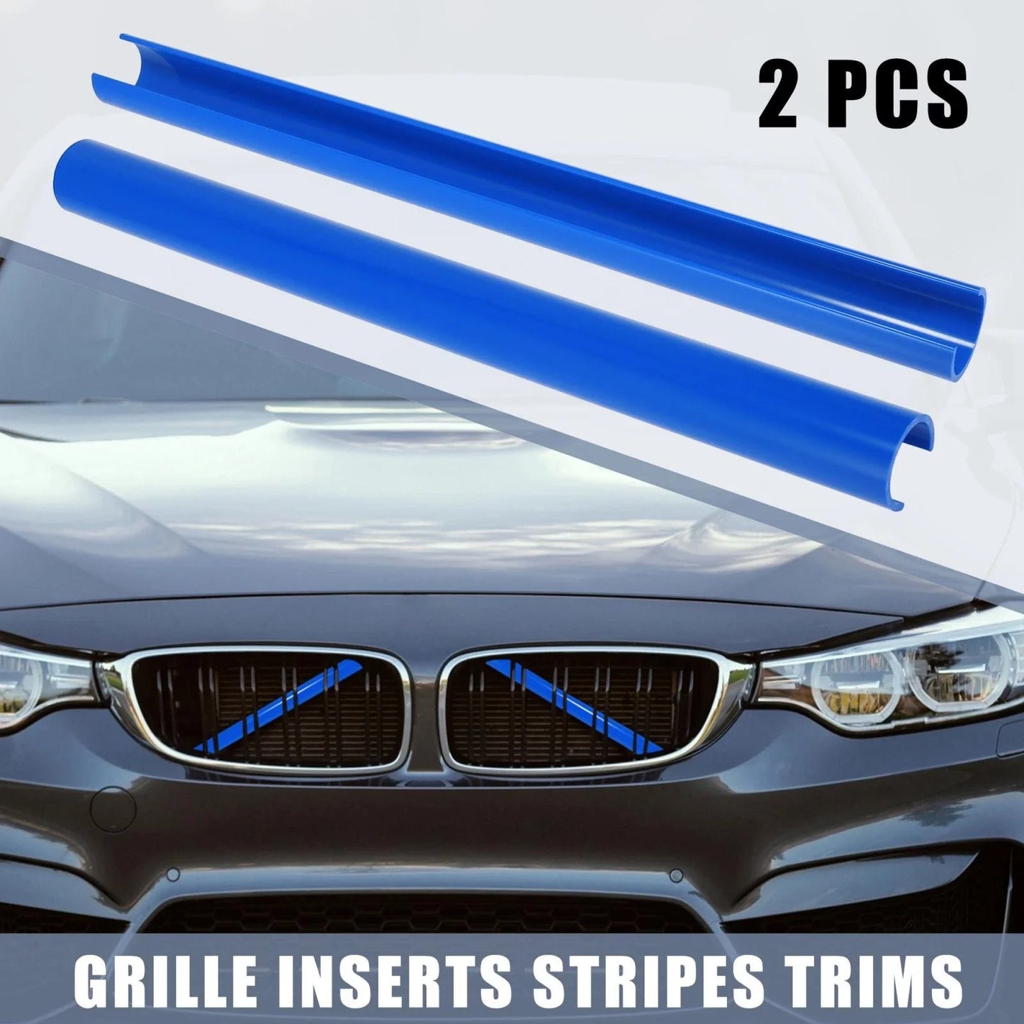 Blue Front Grille Insert Stripes Grill Trims Clips for BMW X3 (2011-2018)