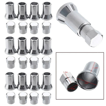 Valve Stem Hex Cap with Sleeve Cover Decor for Silver Car