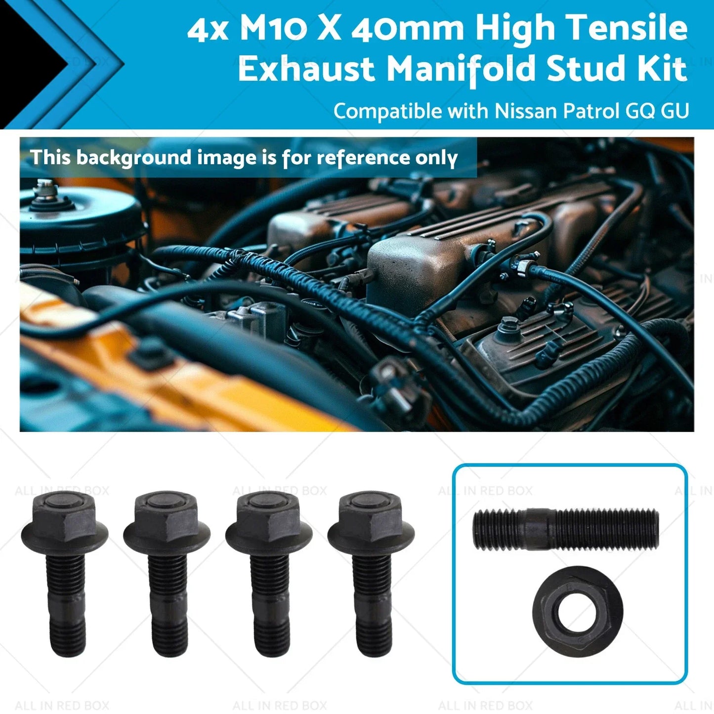 4 x M10 x 40mm Exhaust Manifold Studs for Nissan GQ GU TD42 (1997-2007)