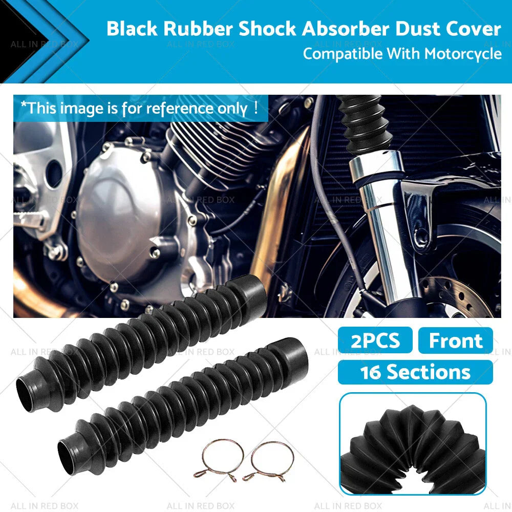 Rubber Front Fork Dust Gaiters for Motorcycle - Black