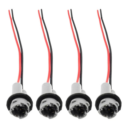 4x Connector Socket Bulb Bundle PigTail T15 Rubber Wedge LED