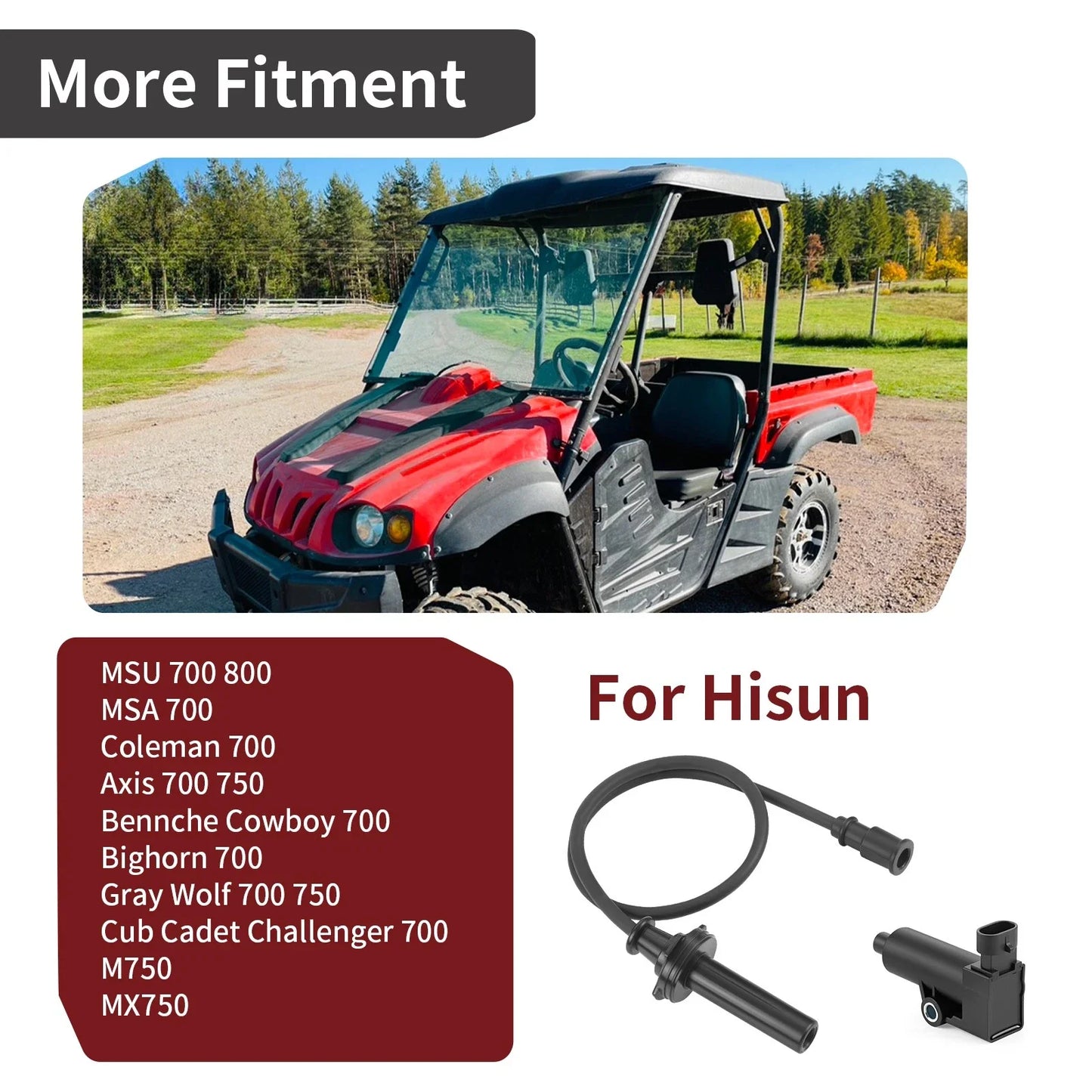 Ignition Coil & Spark Plug Wire Cap for Bennche Cowboy Bighorn MSU (2009–2023)