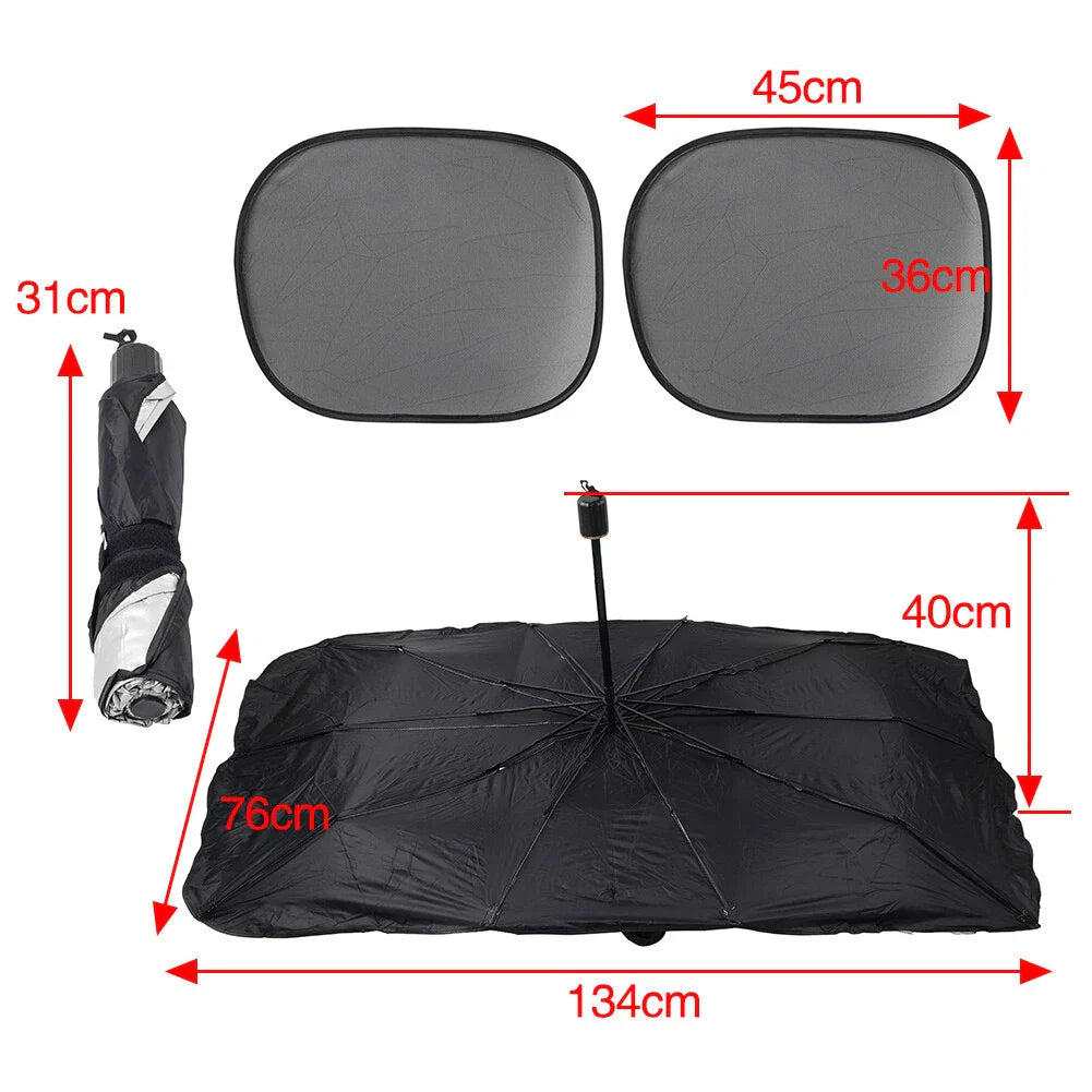 Windshield Sun Shade Umbrella Front Visor L Size Silver for Car