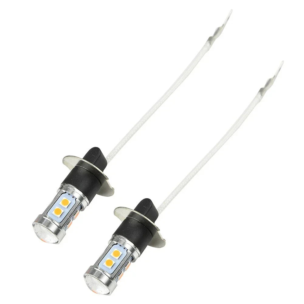 2 x H3 100W High Power LED 3000K Yellow Fog Light Driving/Bulb DRL for Vehicles