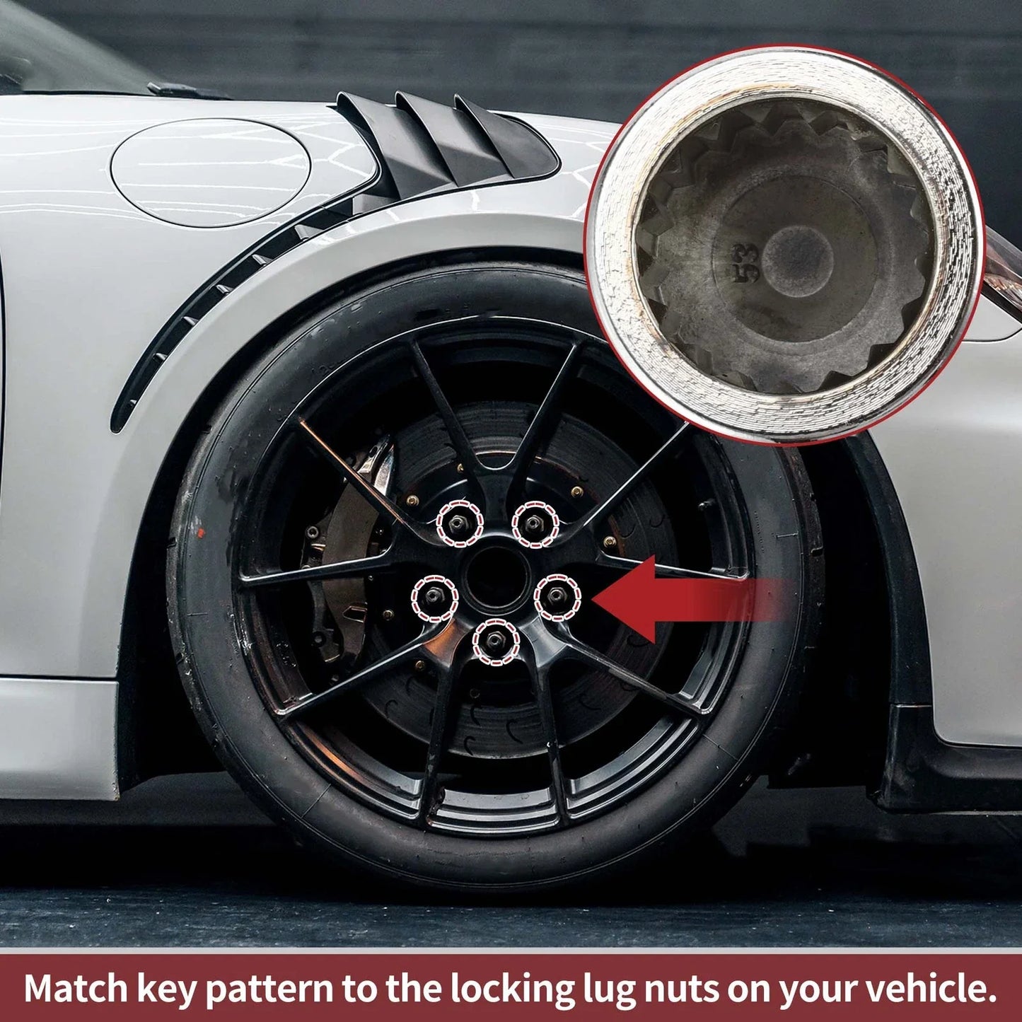 Set of 2 Wheel Lock Lug Nuts with 17 Teeth Anti-theft Key for Porsche Cayenne