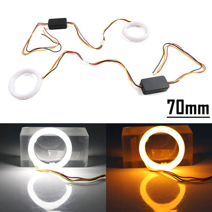 70MM White Amber Switchback LED Halo Rings for Car Headlight Retrofit