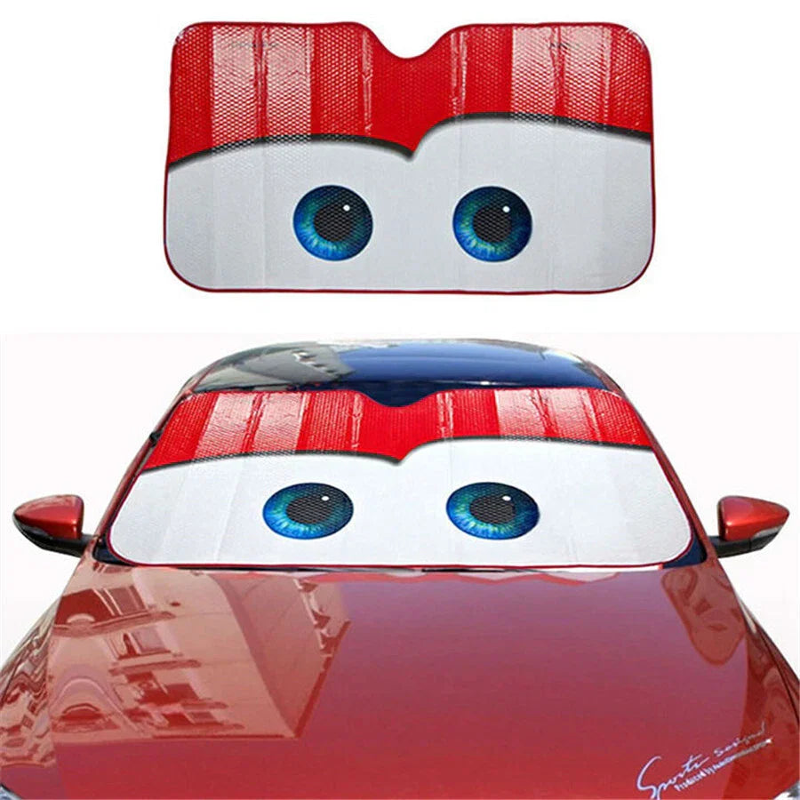 Cartoon Red Big Eyes Aluminium Foil Sun Shade for Car SUV
